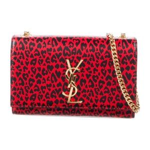 YSL red leopard crossbody handbag